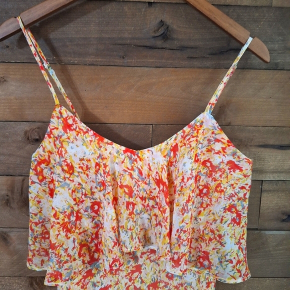 BCBG Generation Floral Spaghetti Mini Ruffle Dress SZ XS - Picture 2 of 7